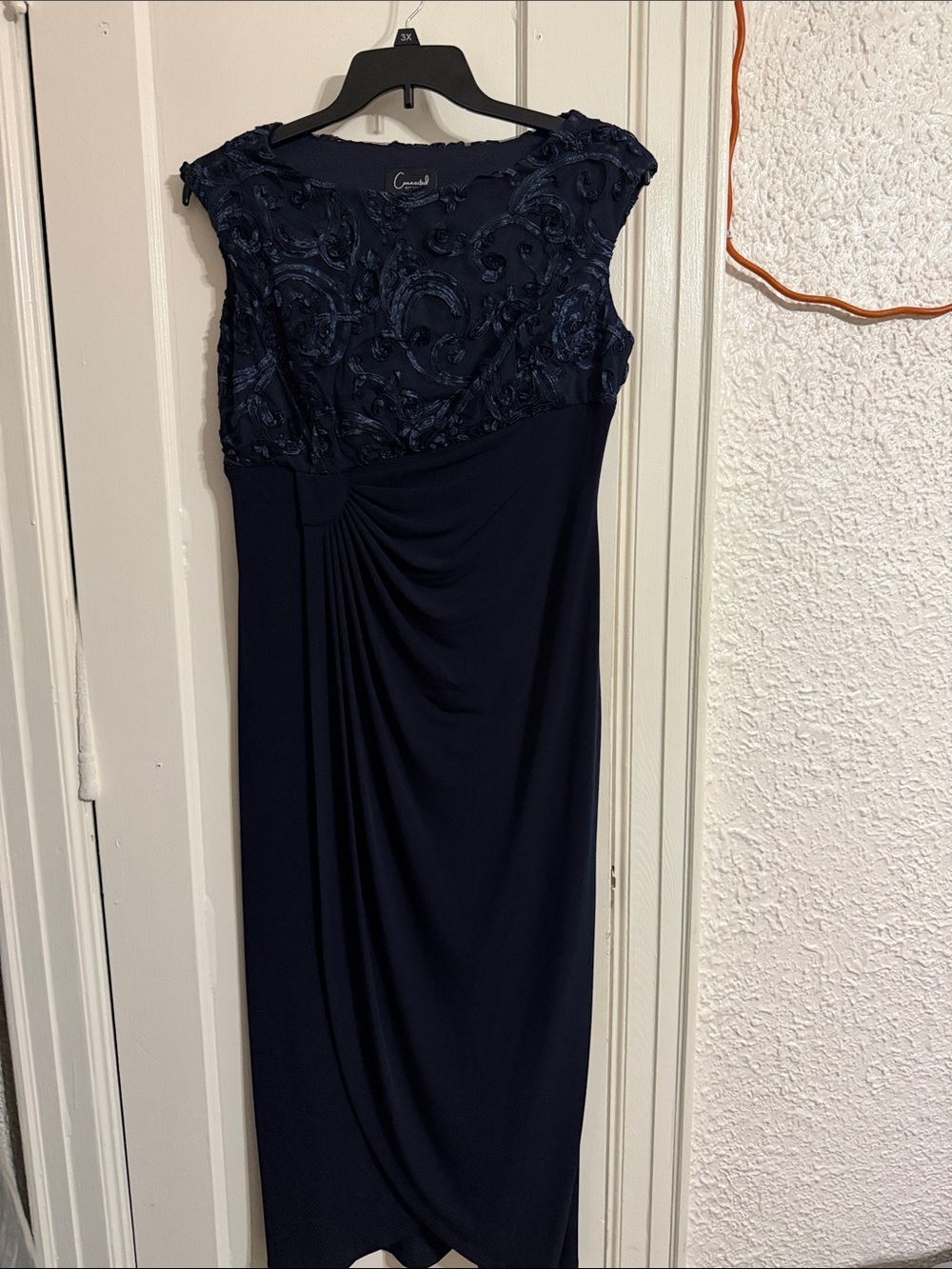 connected apparel Navy Lace-Embellished Midi Dress